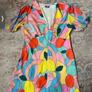 NWT Staud Milla mini-dress in Citrus Kaleidoscope - size 16